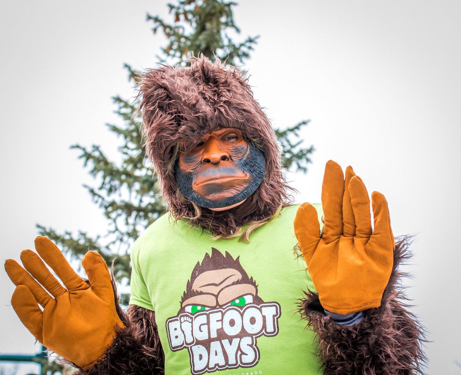 Image of a person dressed as Bigfoot at Bigfoot Days in Estes Park, Colorado