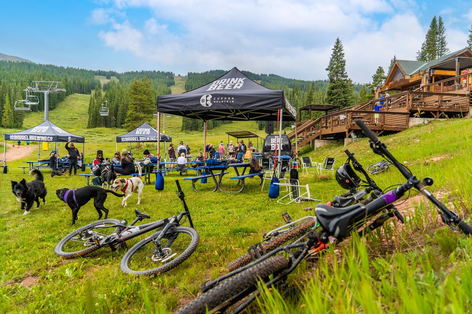 Image of bike and tents at the Bikes, Brews, and Tunes event at Copper Mountain, Colorado