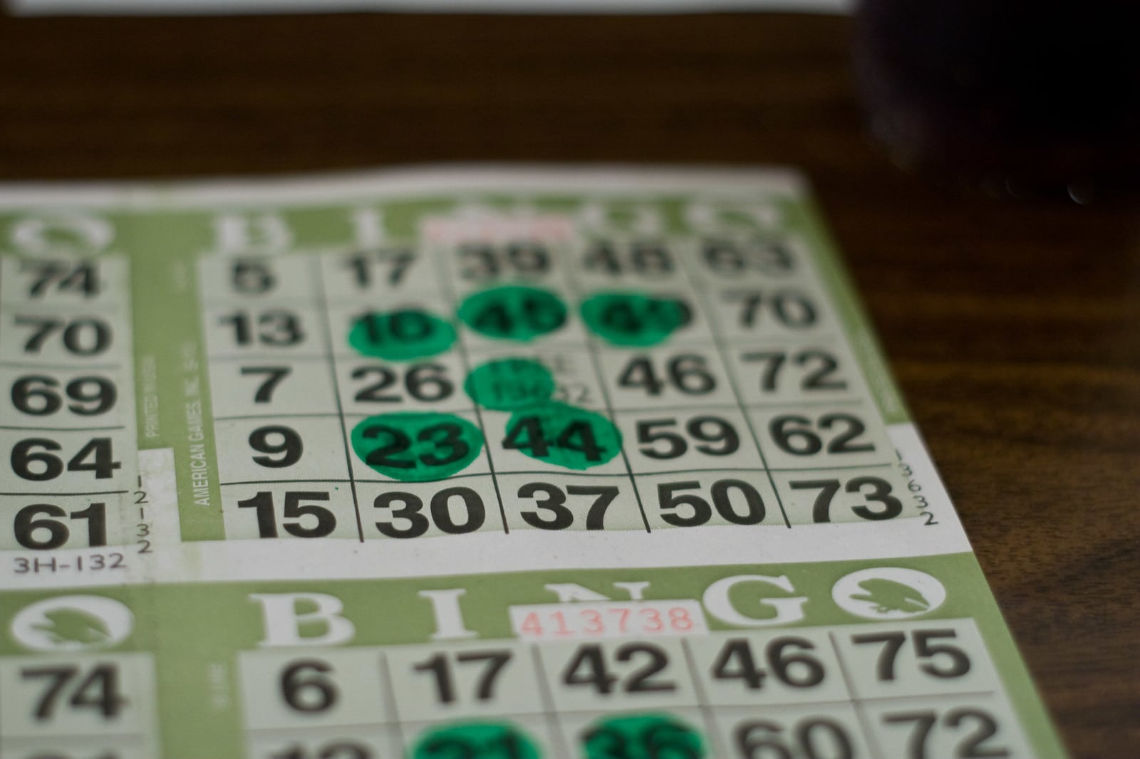 Image of a green bingo card