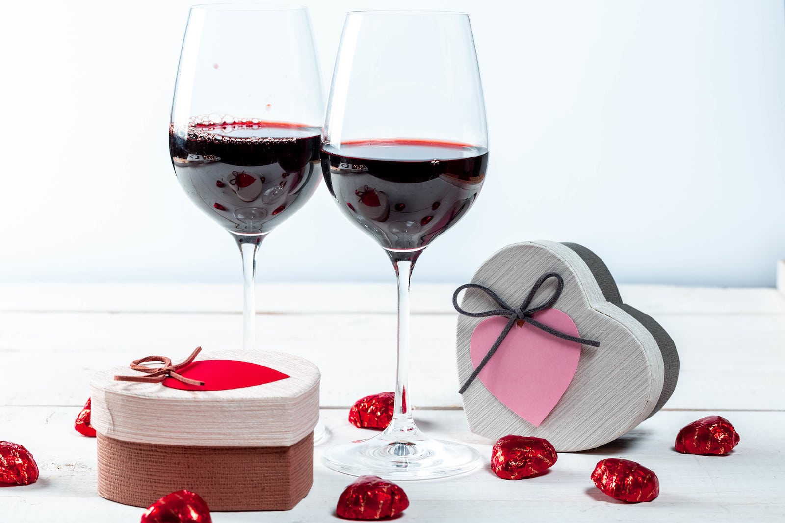 Image of glasses of wine and chocolate