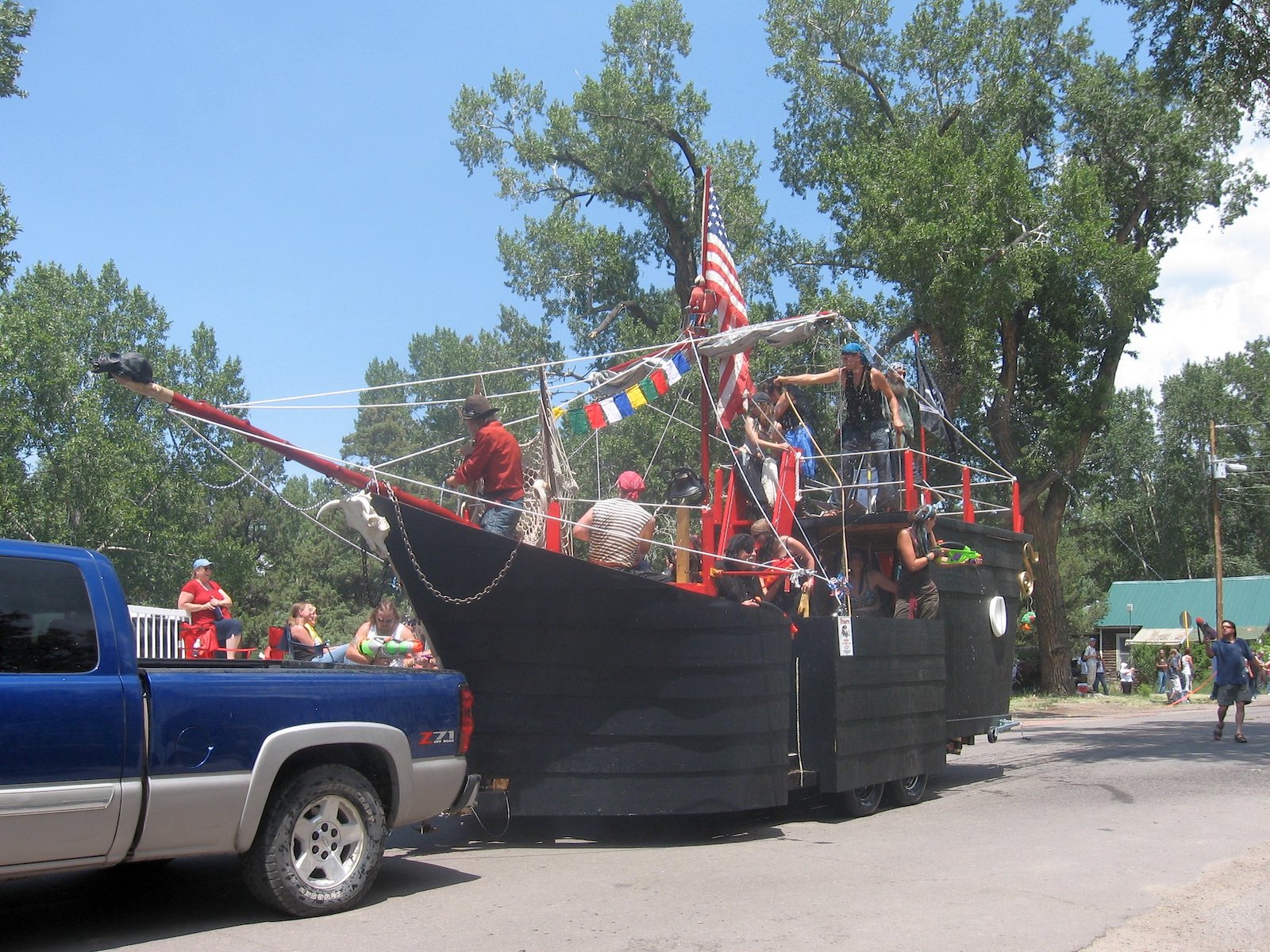 Image of a pirate ship at the Crestone fourth of July parade in Colorado