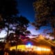 Image of the tent at night at the Four Corners Folk Festival in Pagosa Springs, Colorado