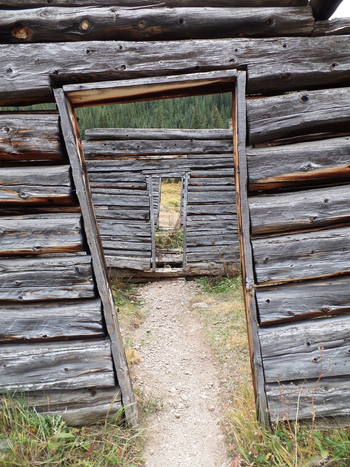 Independence Ghost Town near Aspen CO Looking through doors