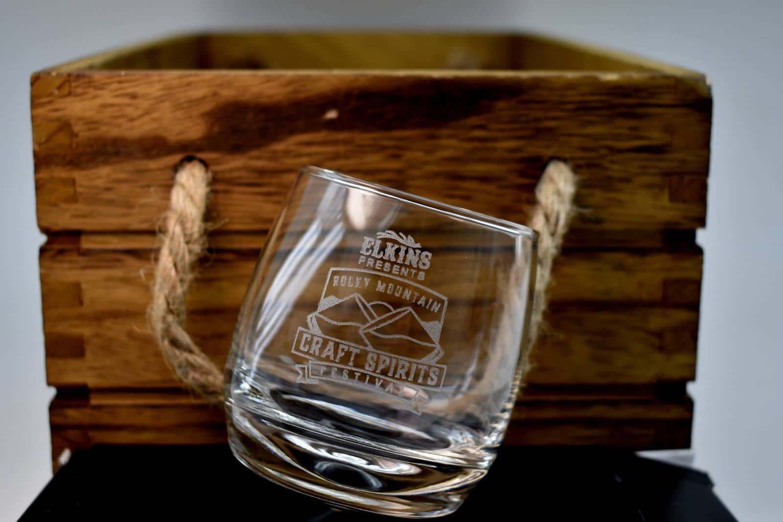 Image of an engraved "Rocky Mountain Craft Spirits Festival" glass