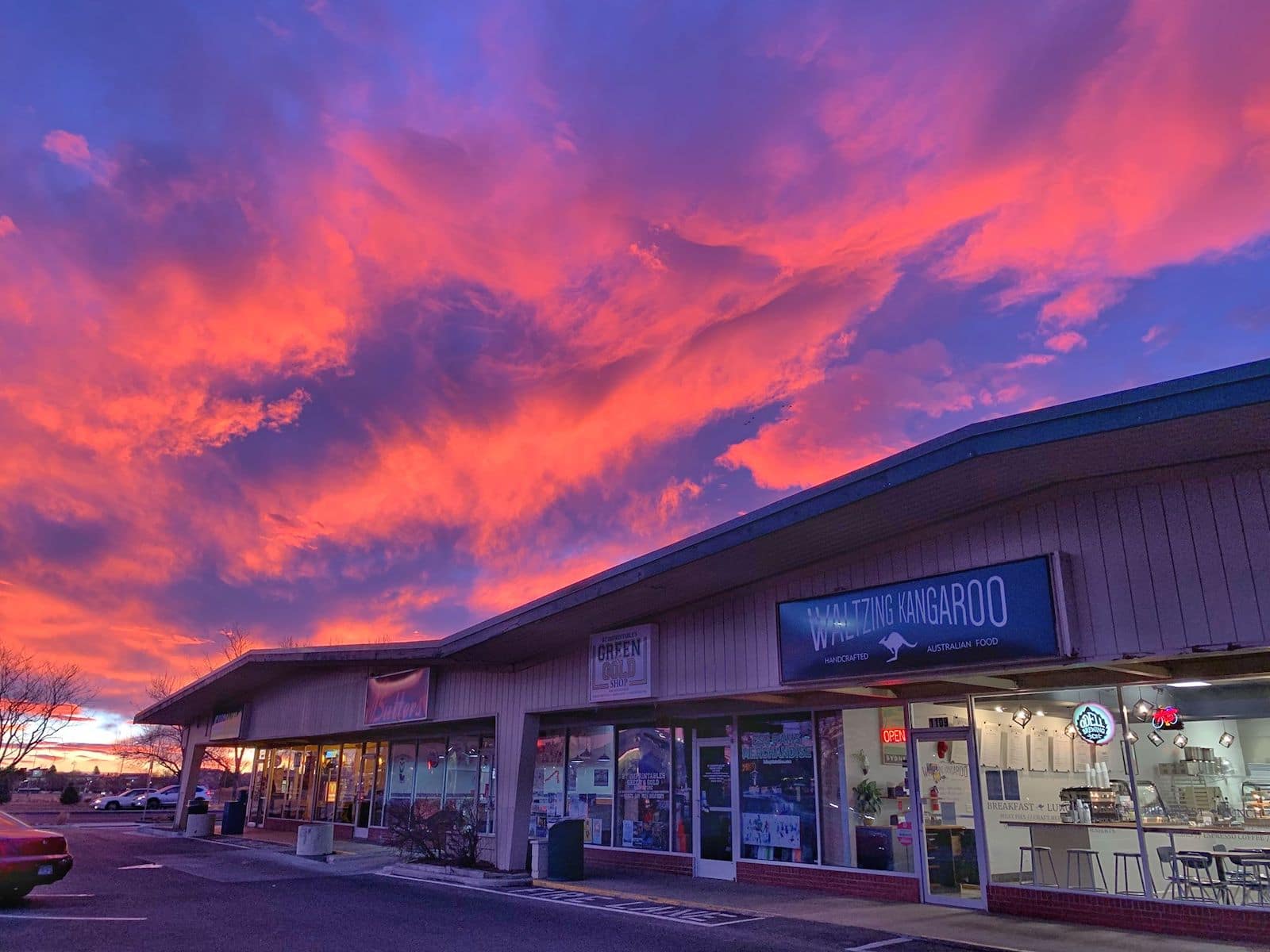 Image of the Waltzing Kangaroo at sunset in Fort Collins, Colorado