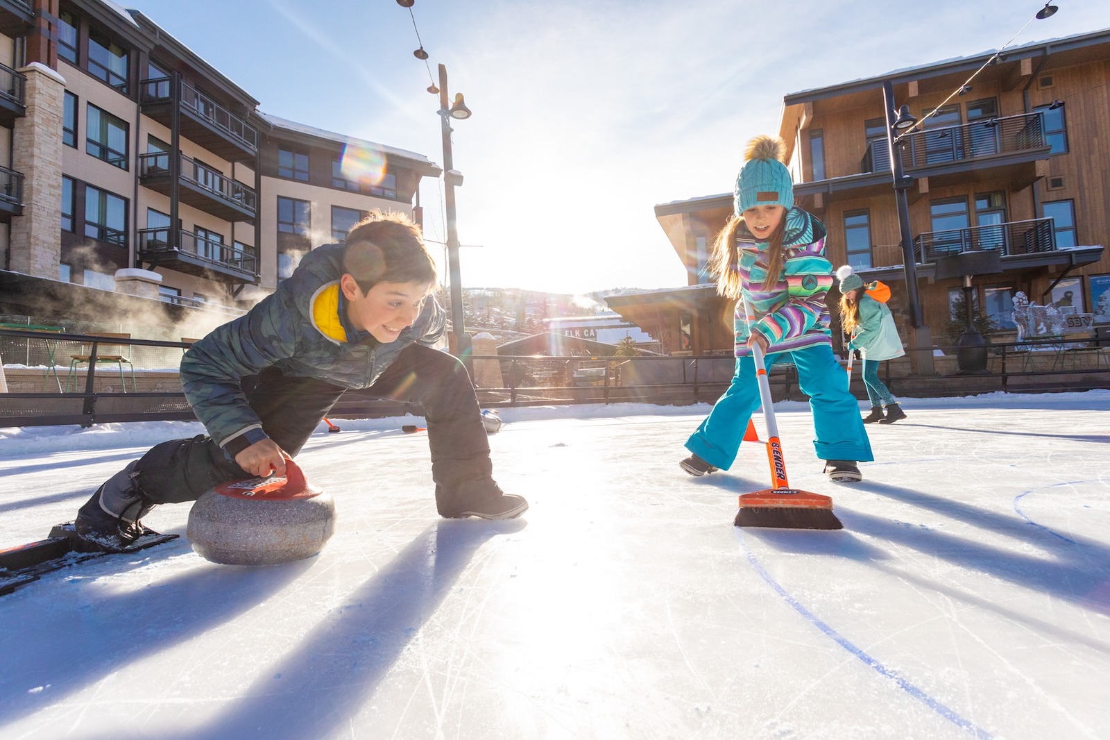 Image of kids curling in Aspen, Colorado