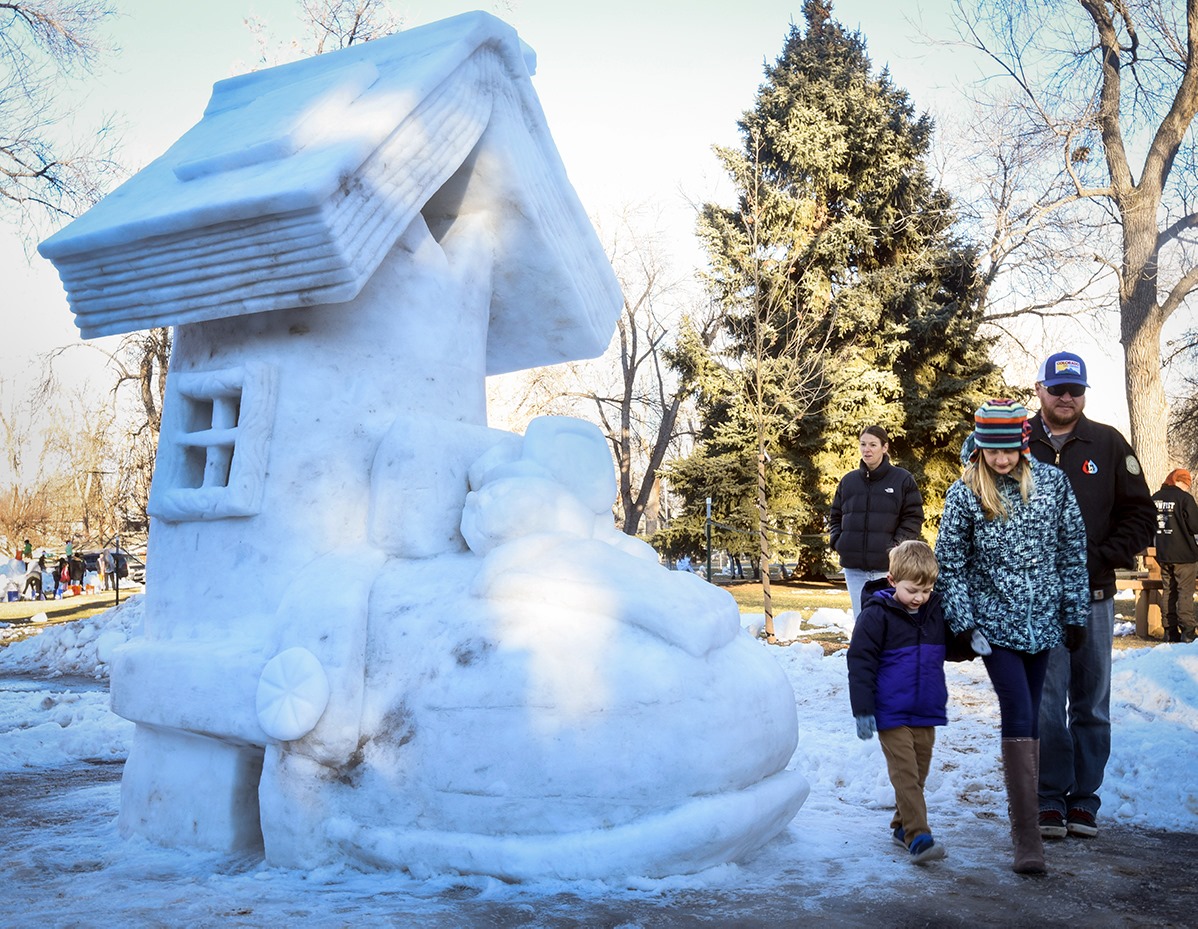 Image of a snow sculpture for SNOWFEST in Berthoud, Colorado