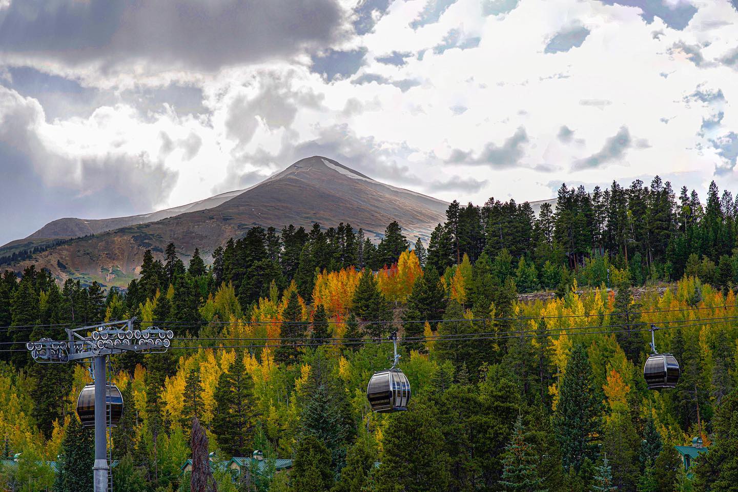 Image of the BreckConnect Gondola in Breckenridge, Colorado during the fall