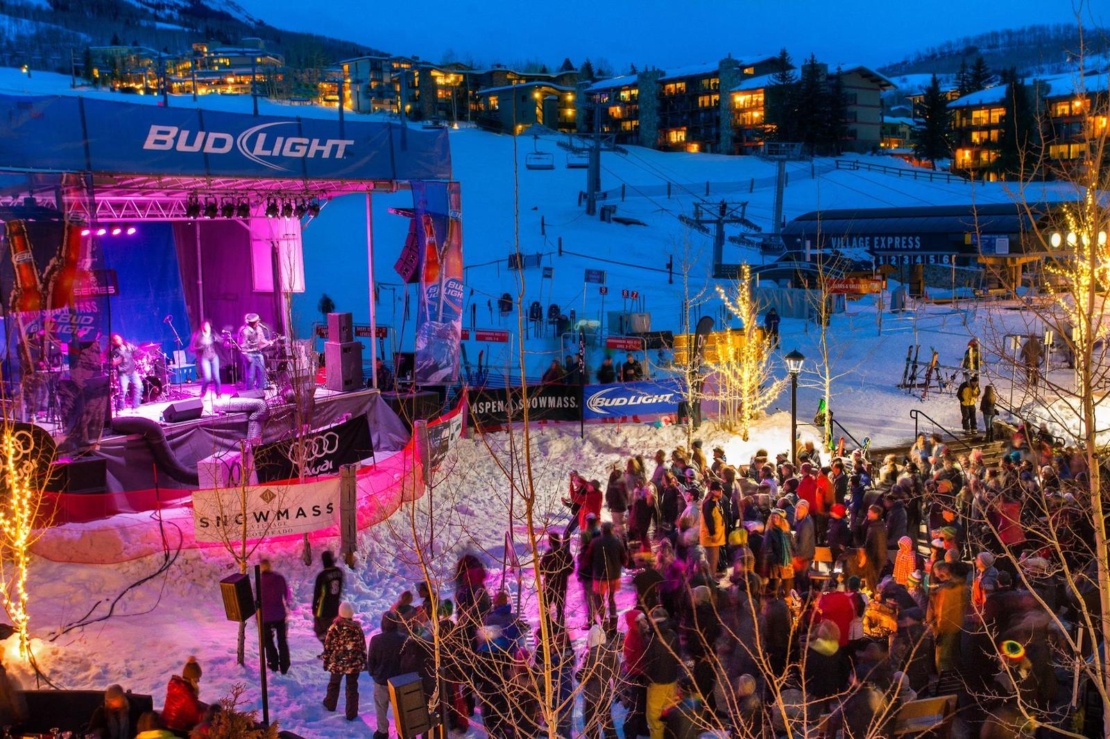 Image of the stage at Bud Light Spring Jam in Aspen, Colorado