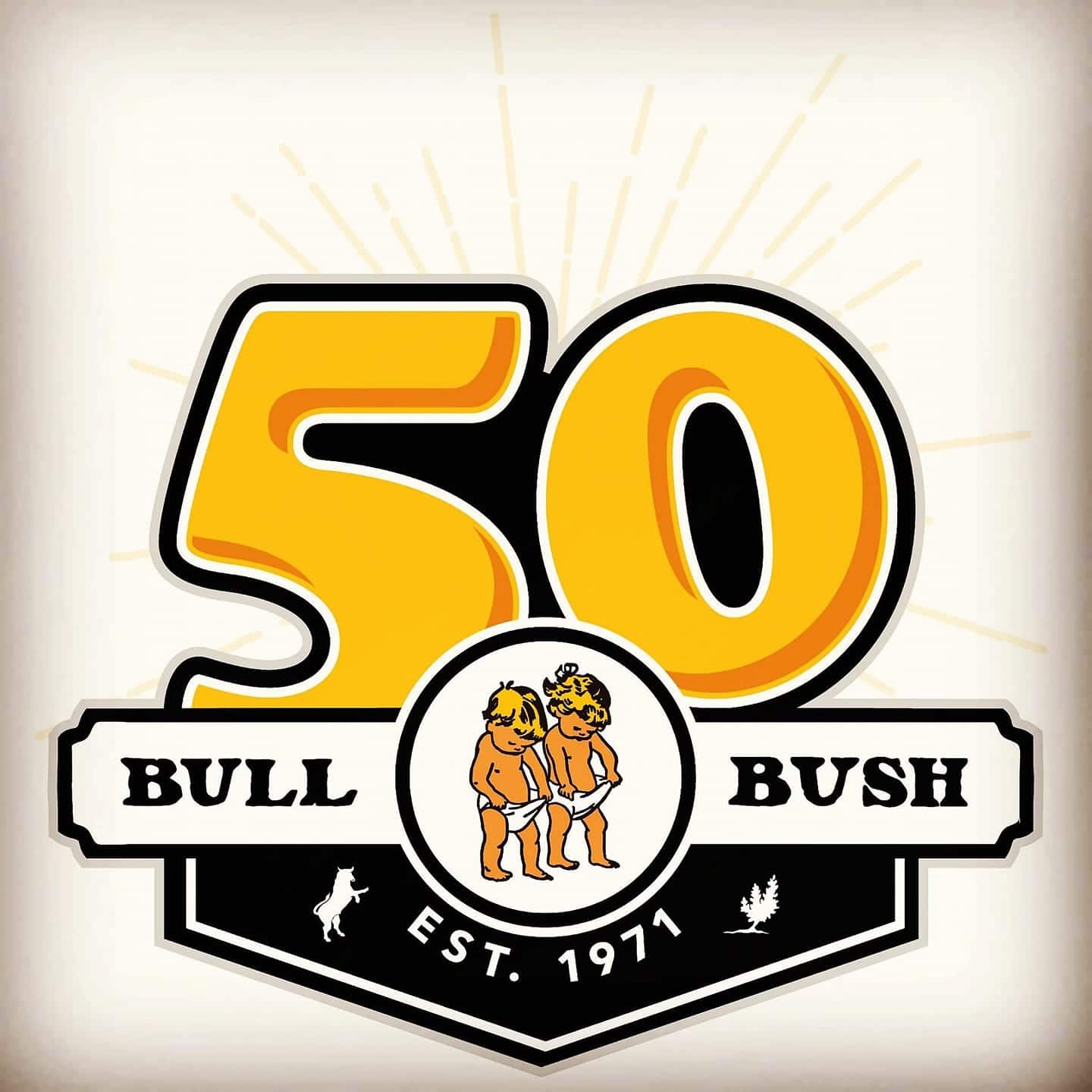 Image of the Bull & Bush Brewery 50 year anniversary logo