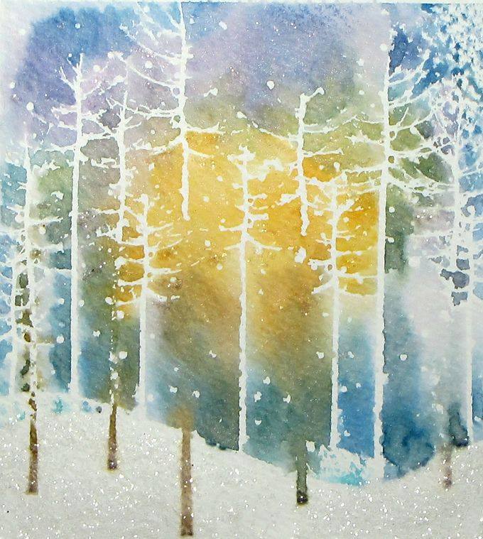 Image of a watercolor from the Winter Watercolor and Wine event