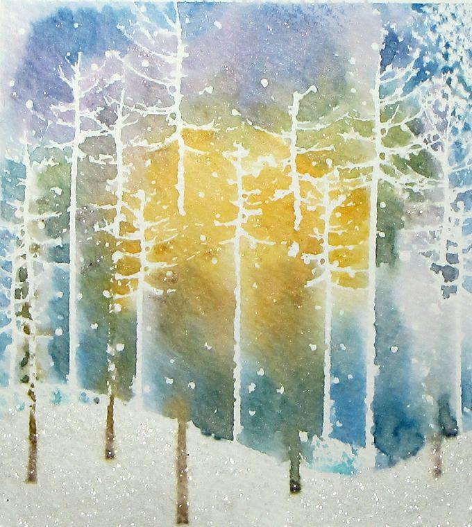 Image of a watercolor from the Winter Watercolor and Wine event