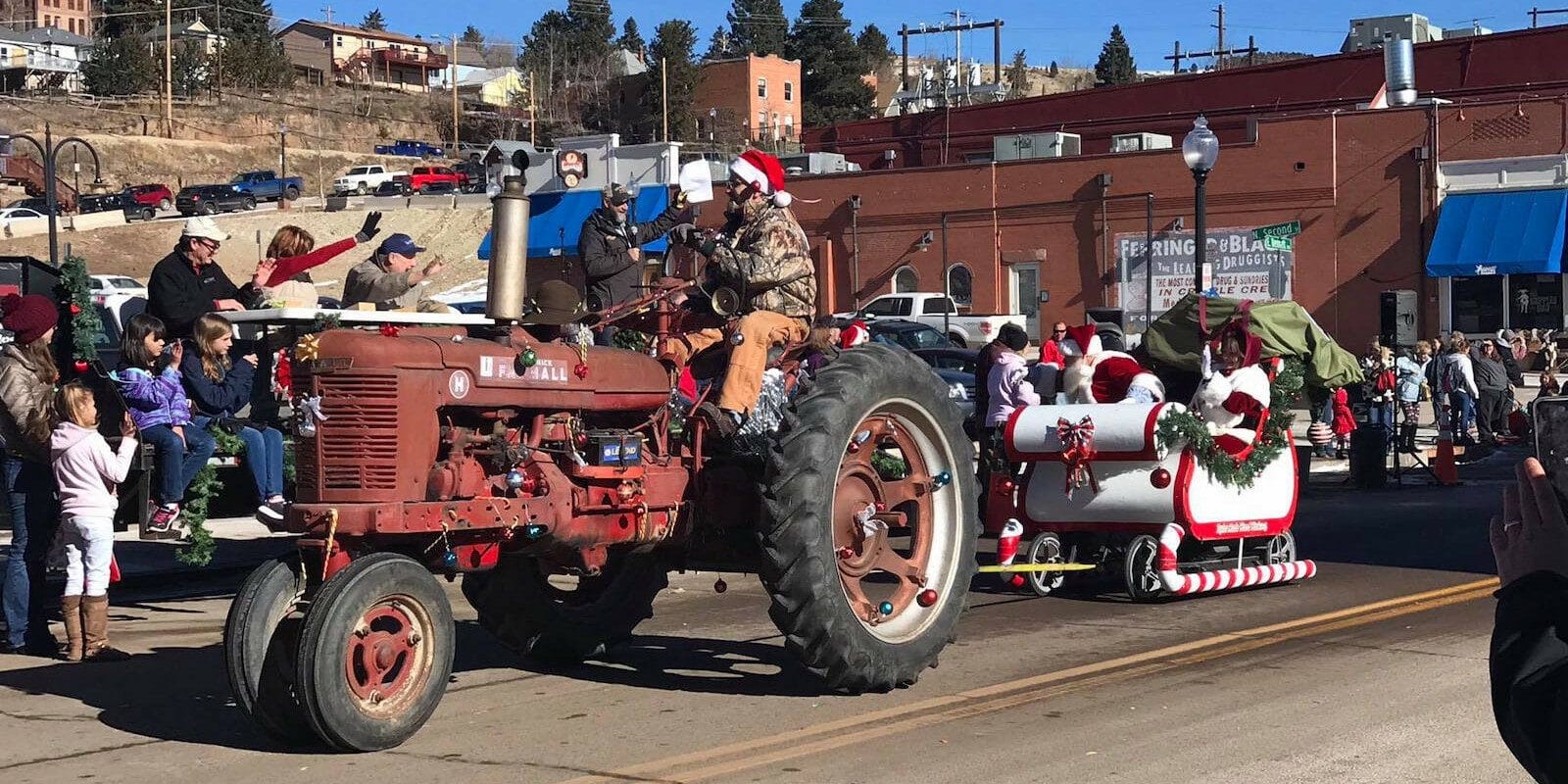 Image of a tractor at the Gold Camp Christmas Weekend in Cripple Creek, Colorado