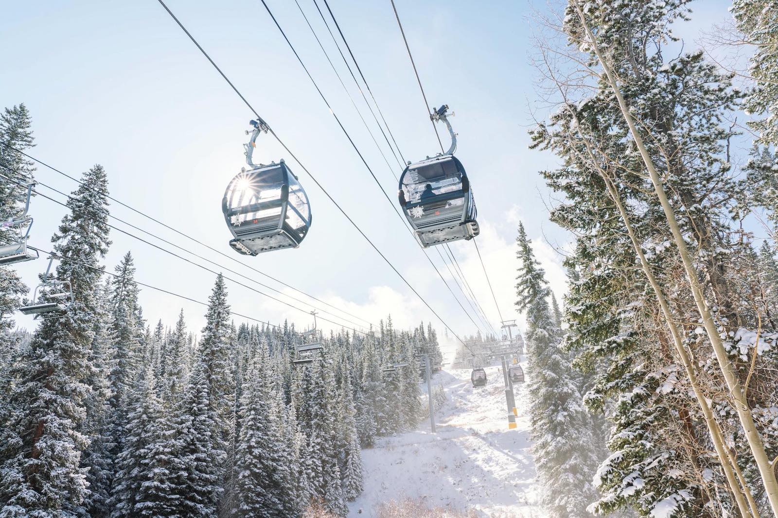 Image of two River Run Gondolas at Keystone Resort in Colorado during winter 