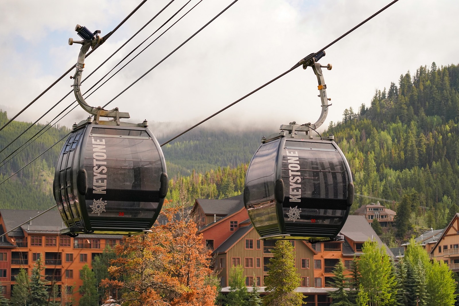 Image of two River Run Gondolas during the fall in Keystone, Colorado