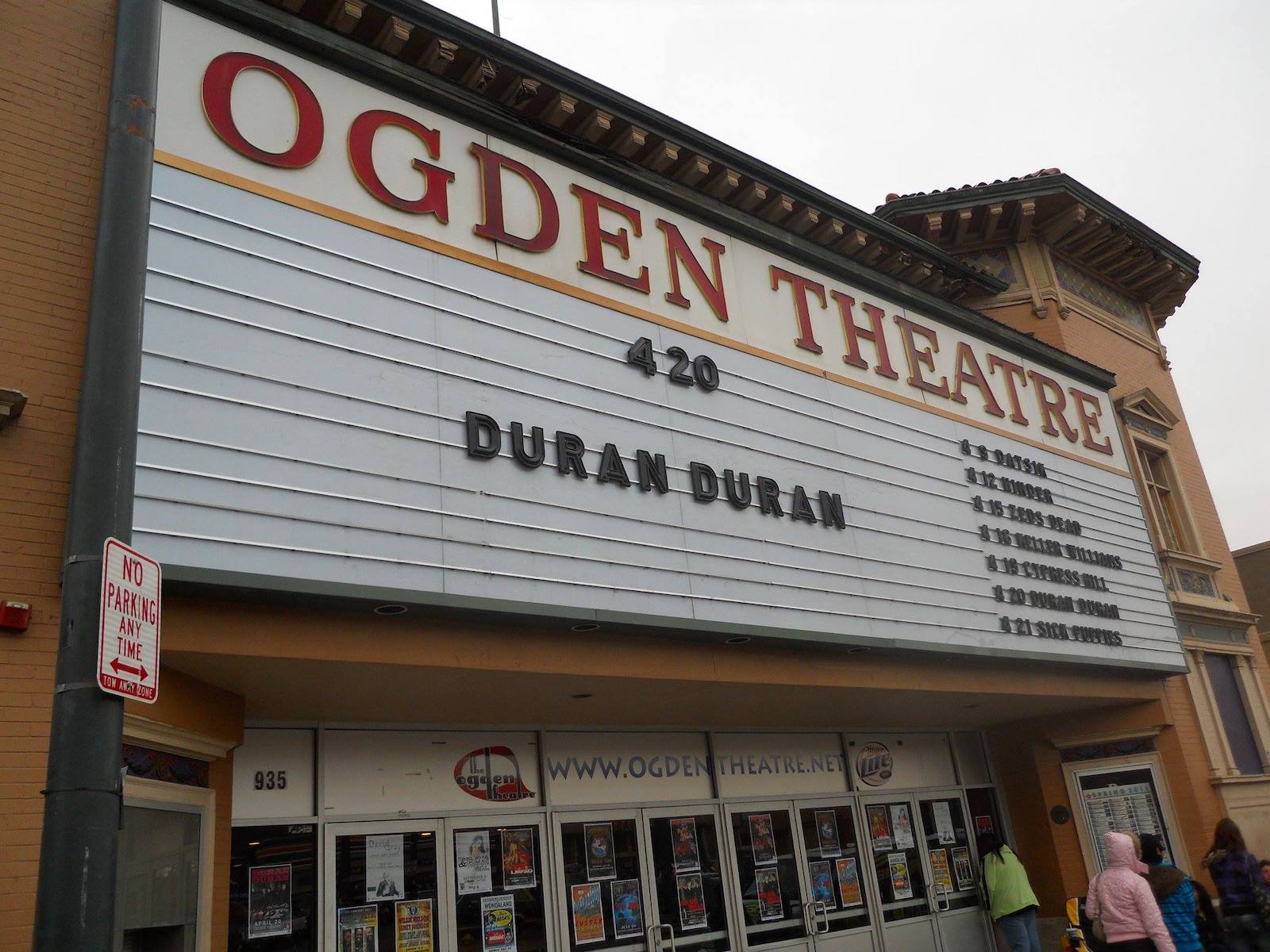 Image of the Ogden Theatre sign for Duran Duran in Colorado