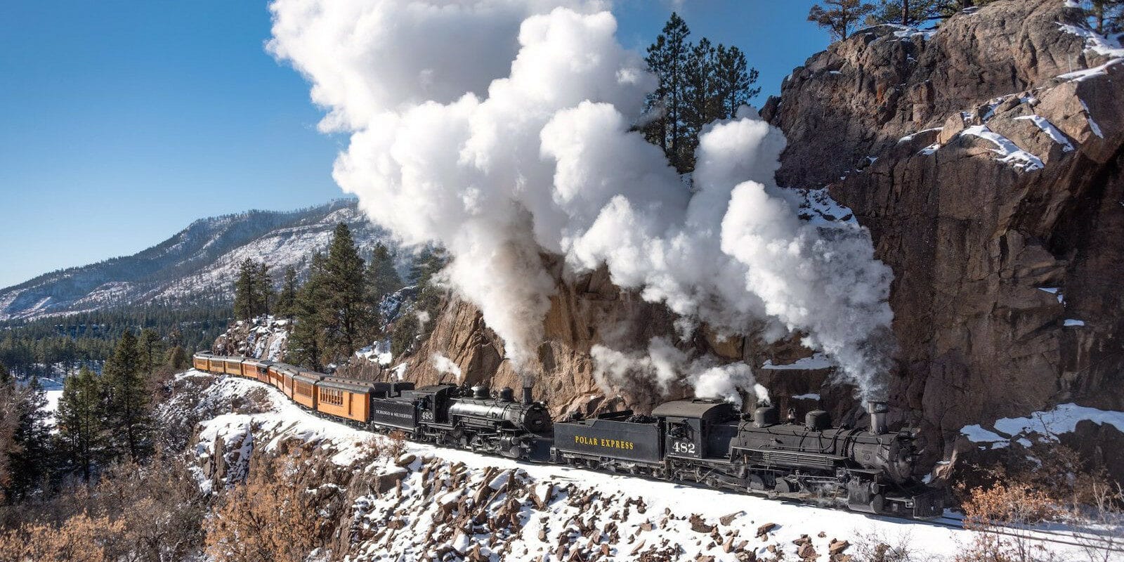 Image of the Polar Express train in Durango, Colorado