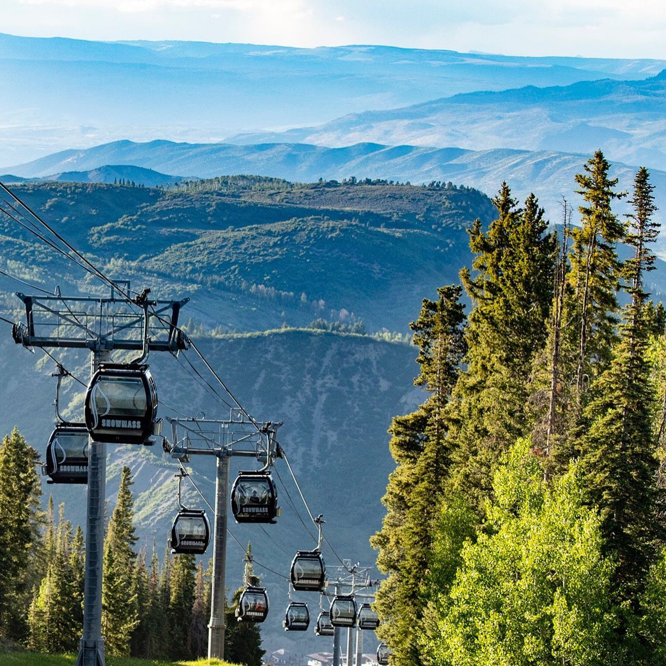 Image of the Elk Camp Gondola during the summer at Snowmass in Colorado