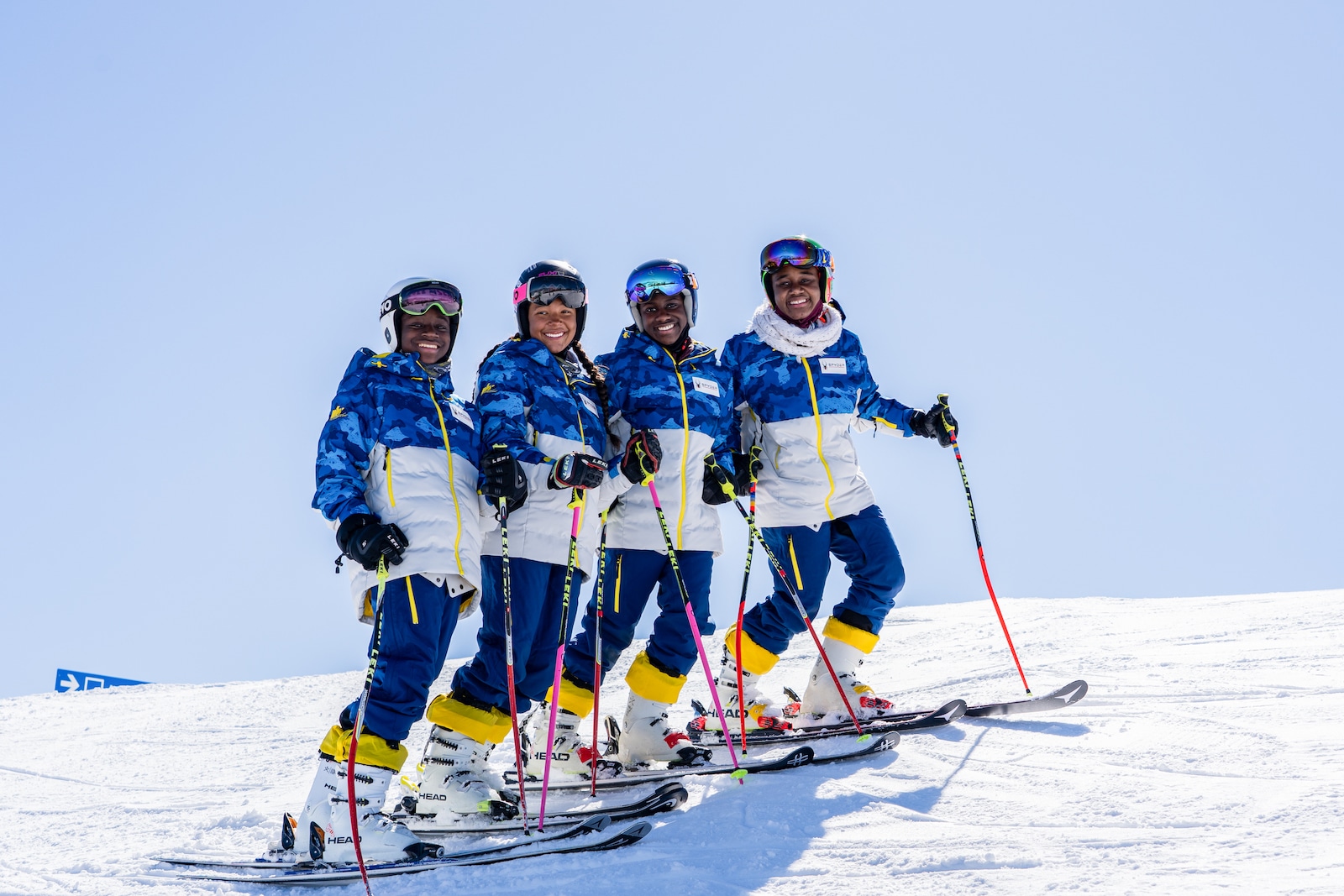 Image of featured skiers Henri, Jayna, Henniyah, and Helenina, athletes in Warren Millers Winter Starts Now