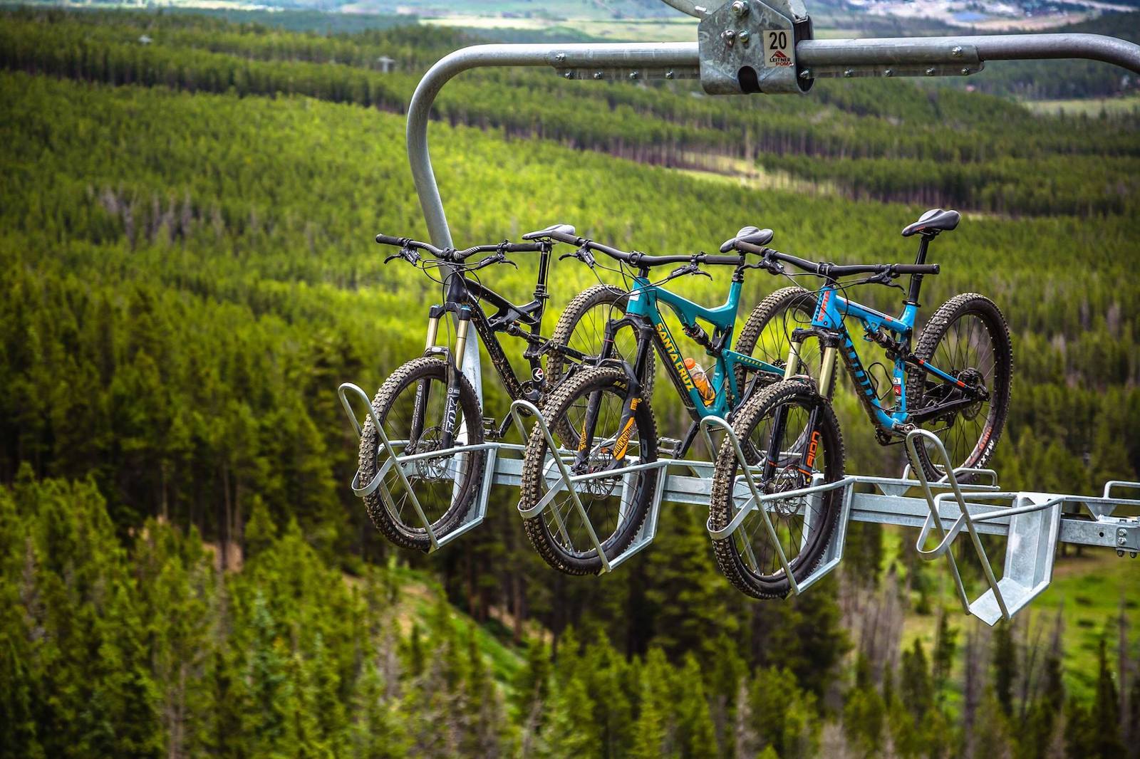 Image of bikes on the SuperChair at Breckenridge Ski Resort in Colorado