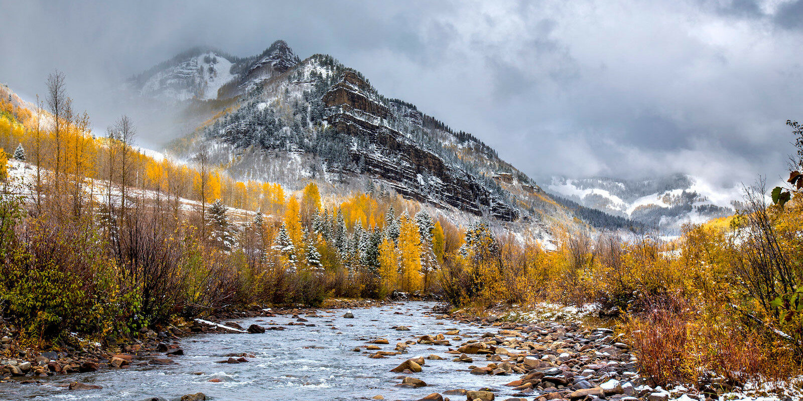 Image of the seasons changing at the Dolores River in Rico, Colorado