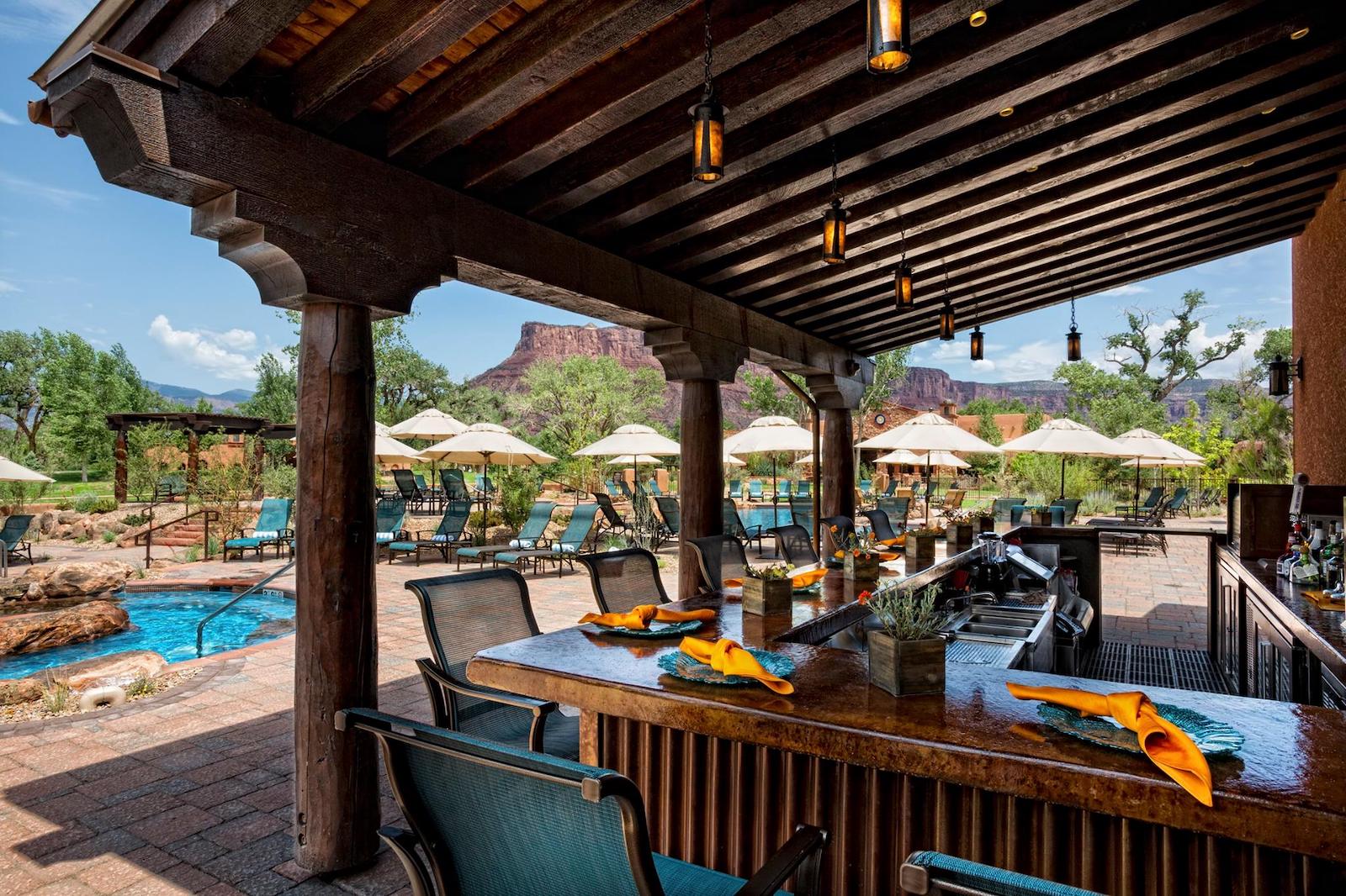 Image of a bar near the pool at Gateway Canyons Resort & Spa in Colorado