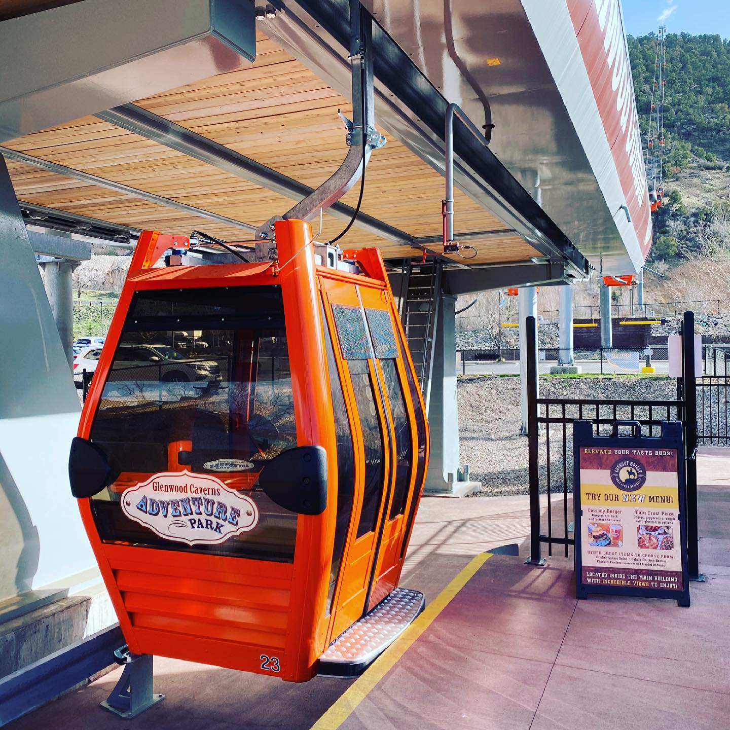 Image of the Glenwood Caverns Adventure Park gondola in Colorado