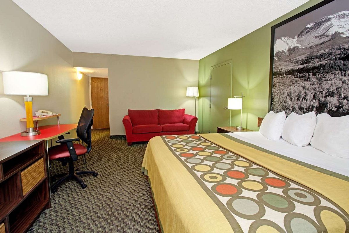 guest room at the super 8 hotel in wheat ridge