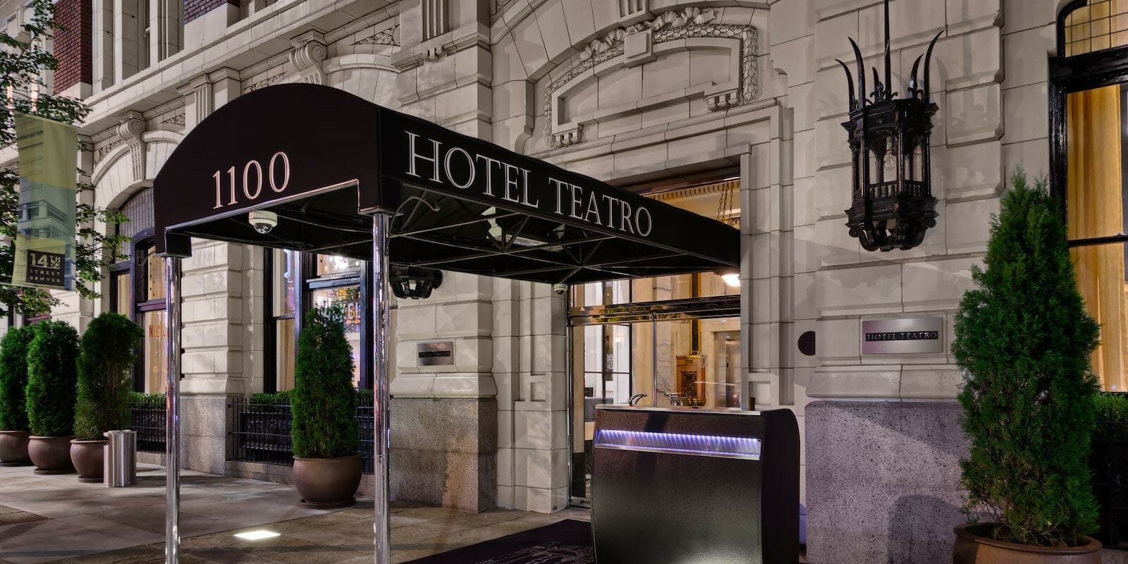 Image of the entrance to Hotel Teatro in Denver, CO