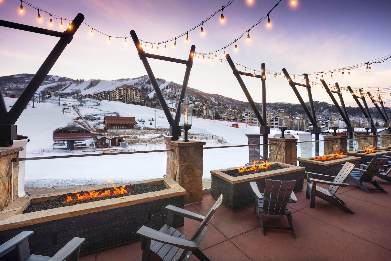 Image of the fire pits at Saddles at Sheraton Steamboat Resort Villas in Colorado