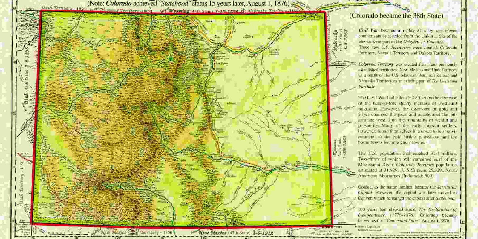 Territory of Colorado 1861 Map