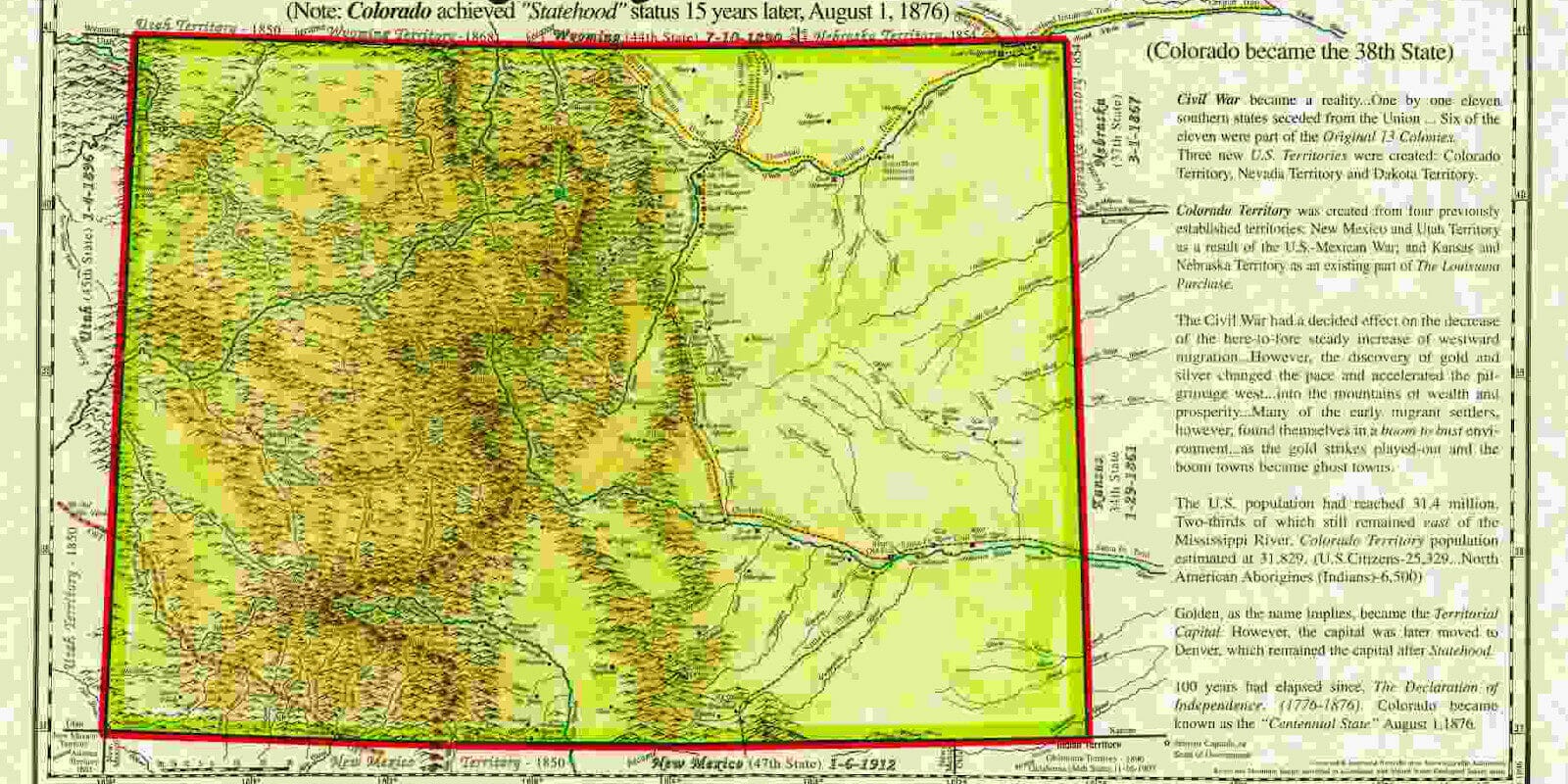 Territory of Colorado 1861 Map