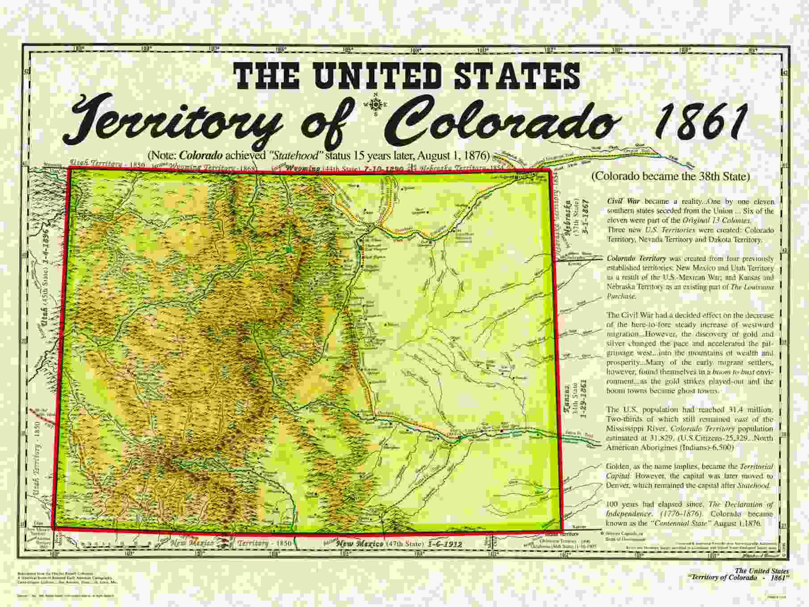 Territory of Colorado 1861 Map