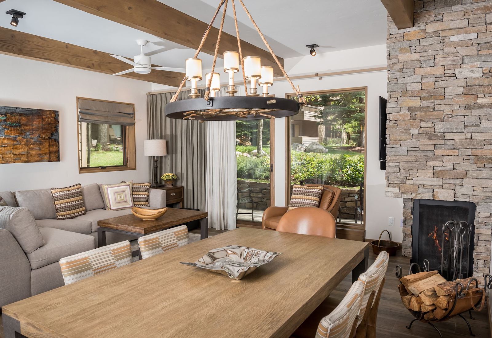 Image of a dining room in one of the suites at The Gant in Aspen, Colorado