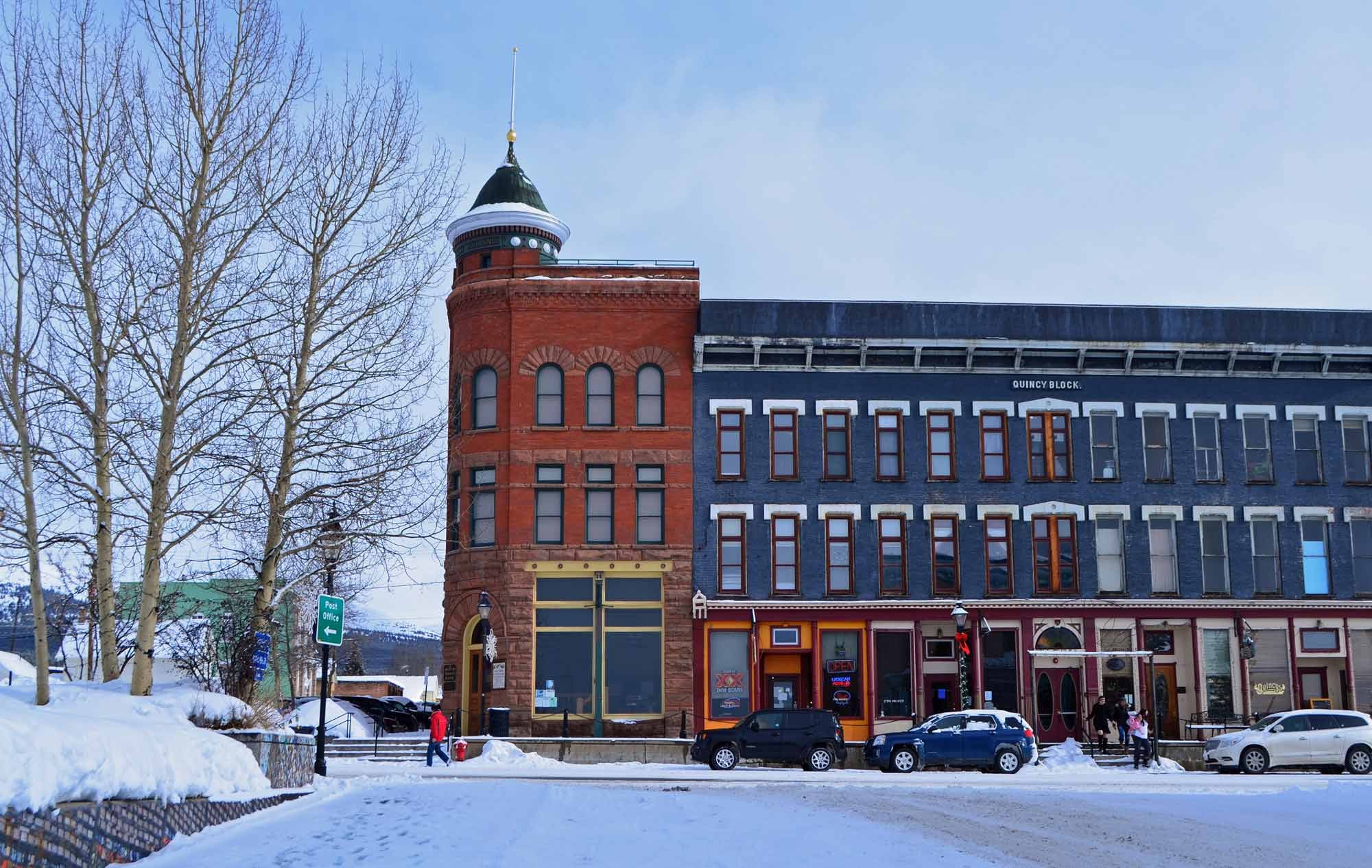 downtown leadville in the winter