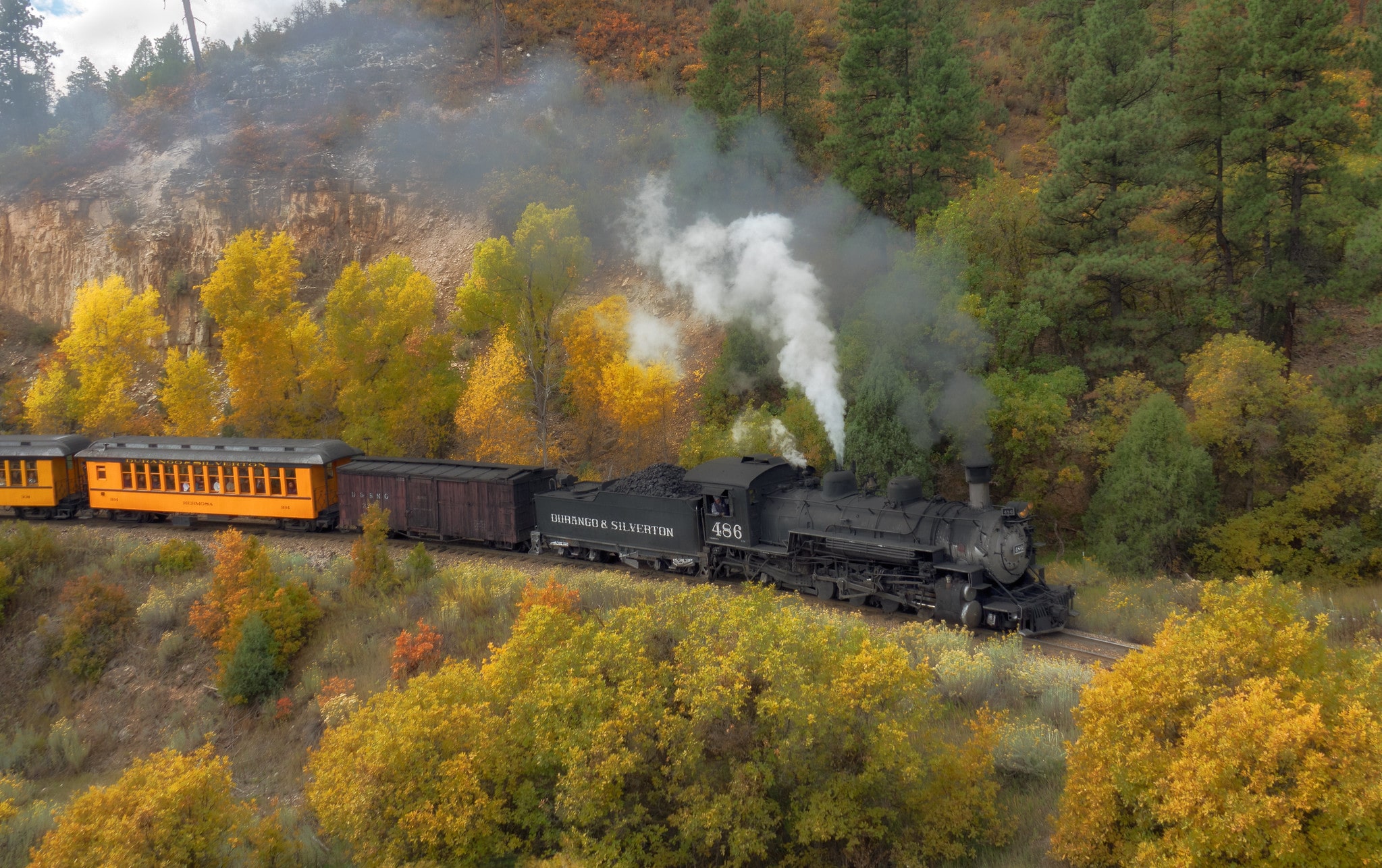 durango silverton narrow gauge railway in the fall