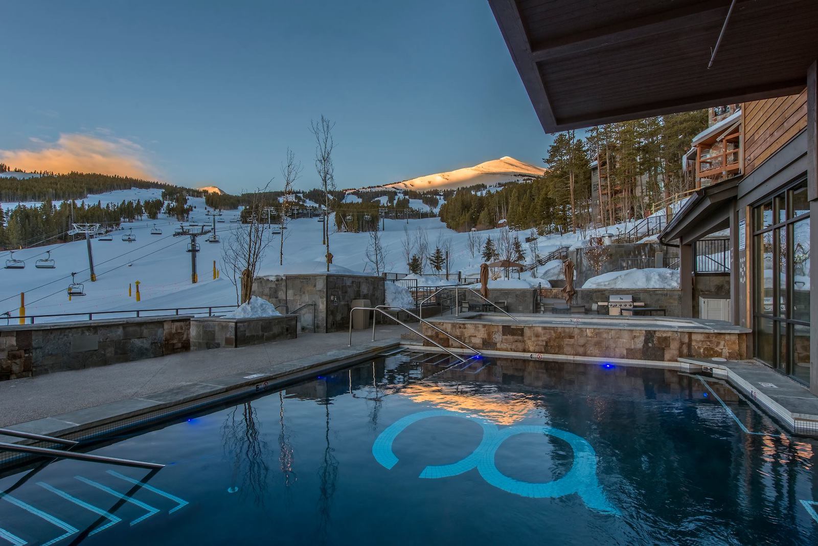 Image of an outdoor pool at Peak 8 in Breckenridge, Colorado