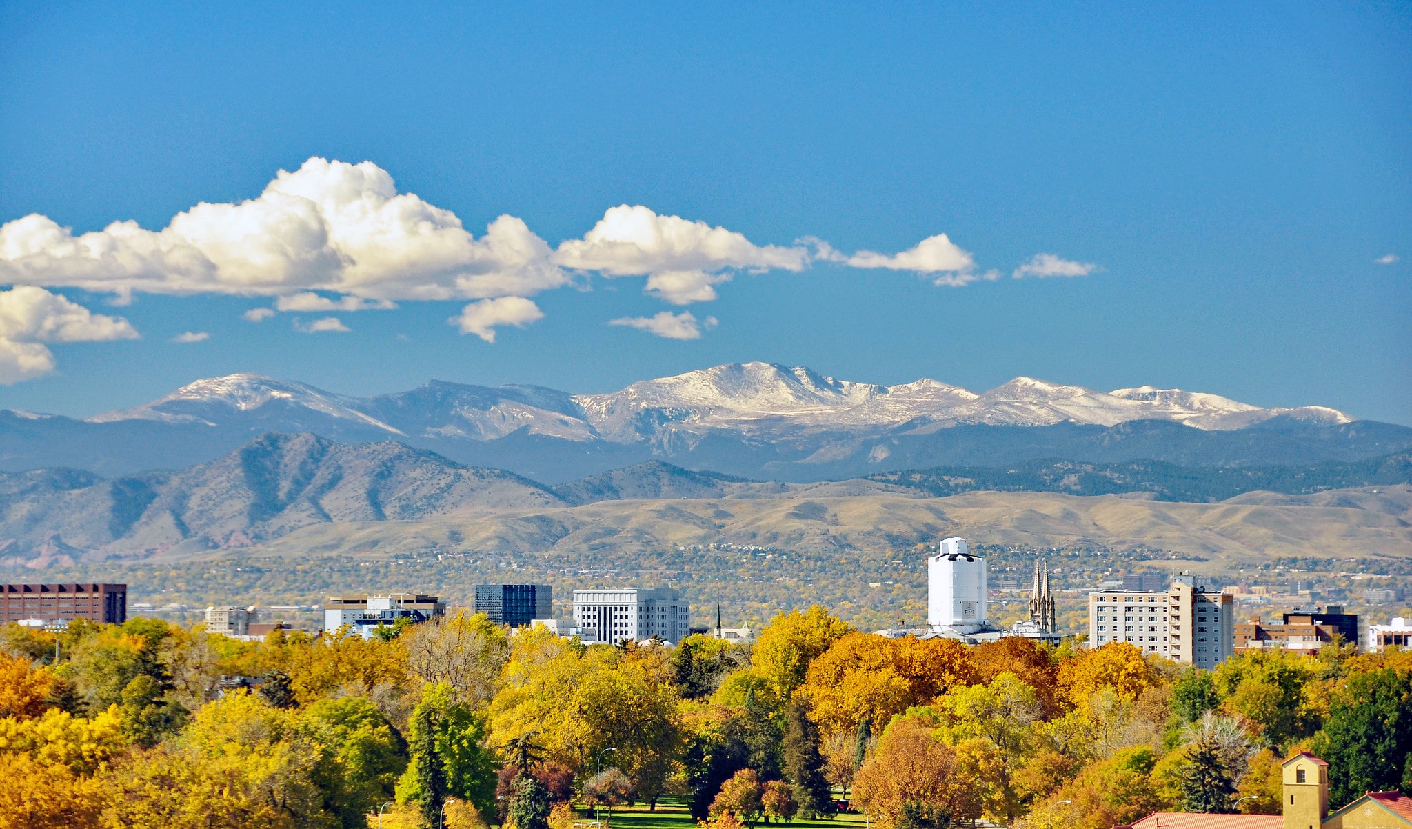 views of the front range with denver skyline