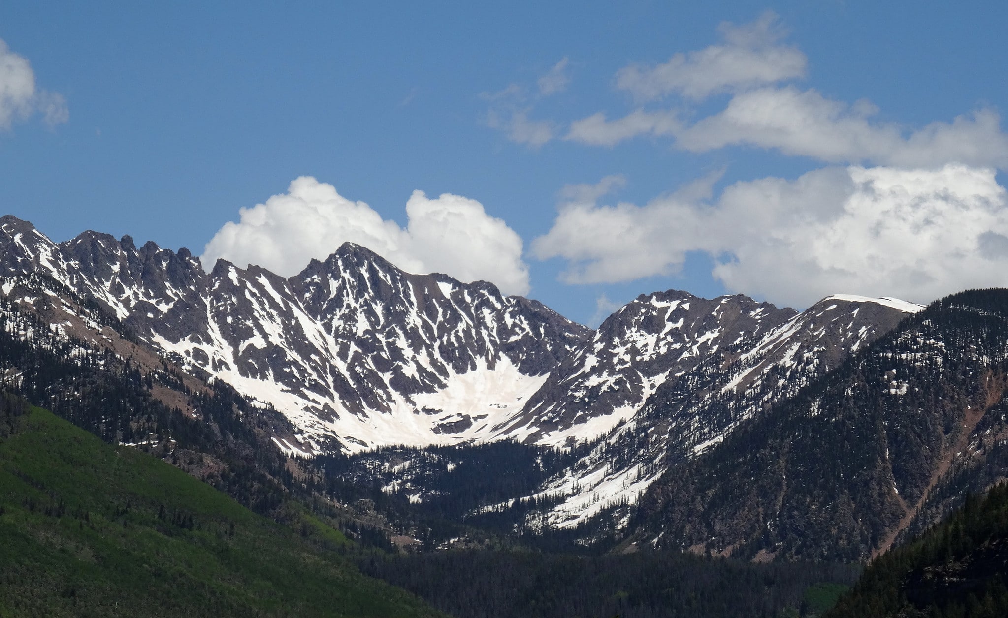 snowcapped peaks of the gore range in colorado