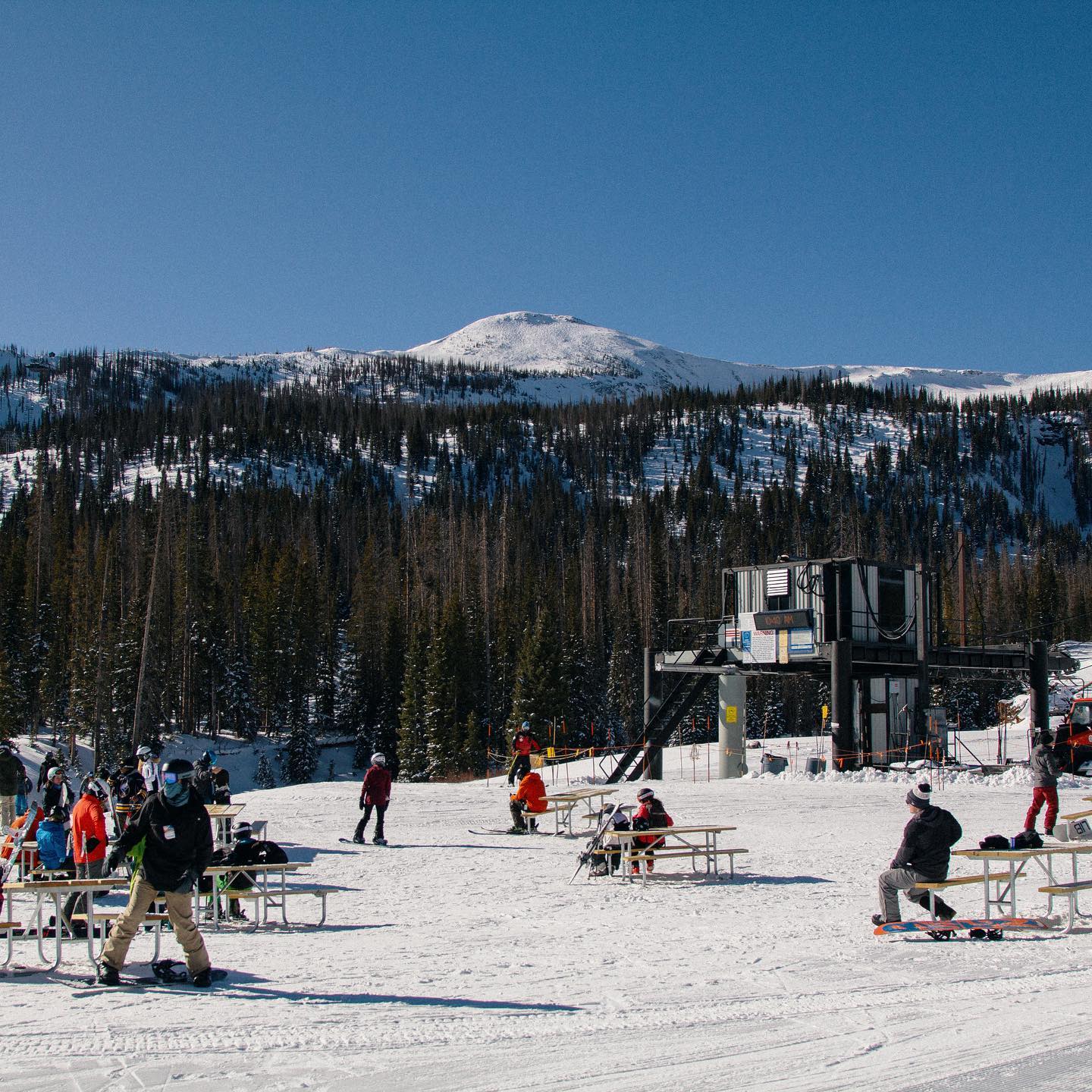 Image of people at the base of Wolf Creek Ski Area in Pagosa Springs, Colorado