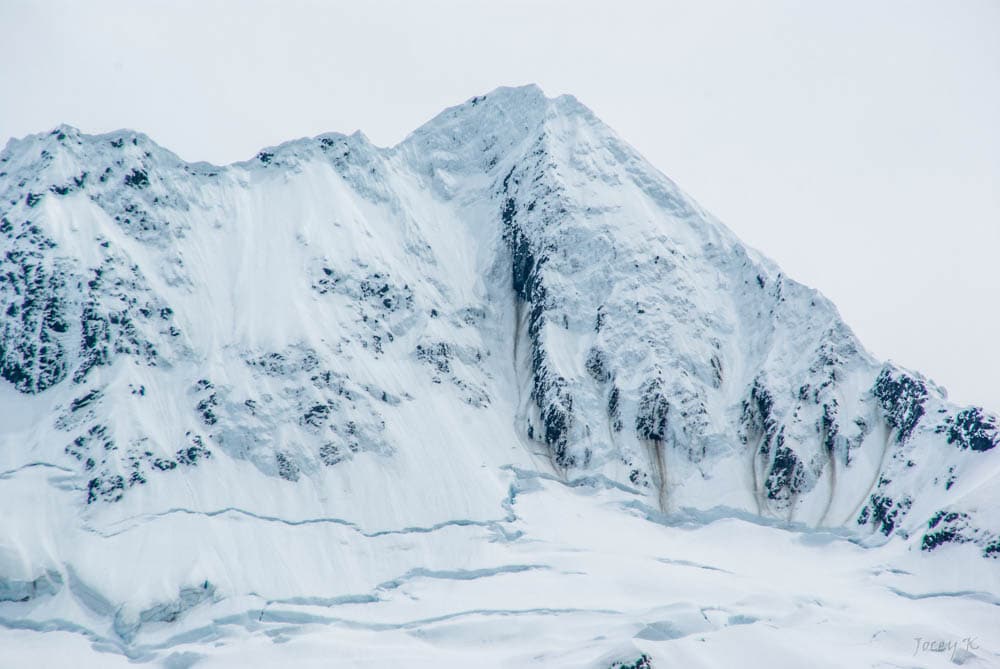 Cracked snow on mountain