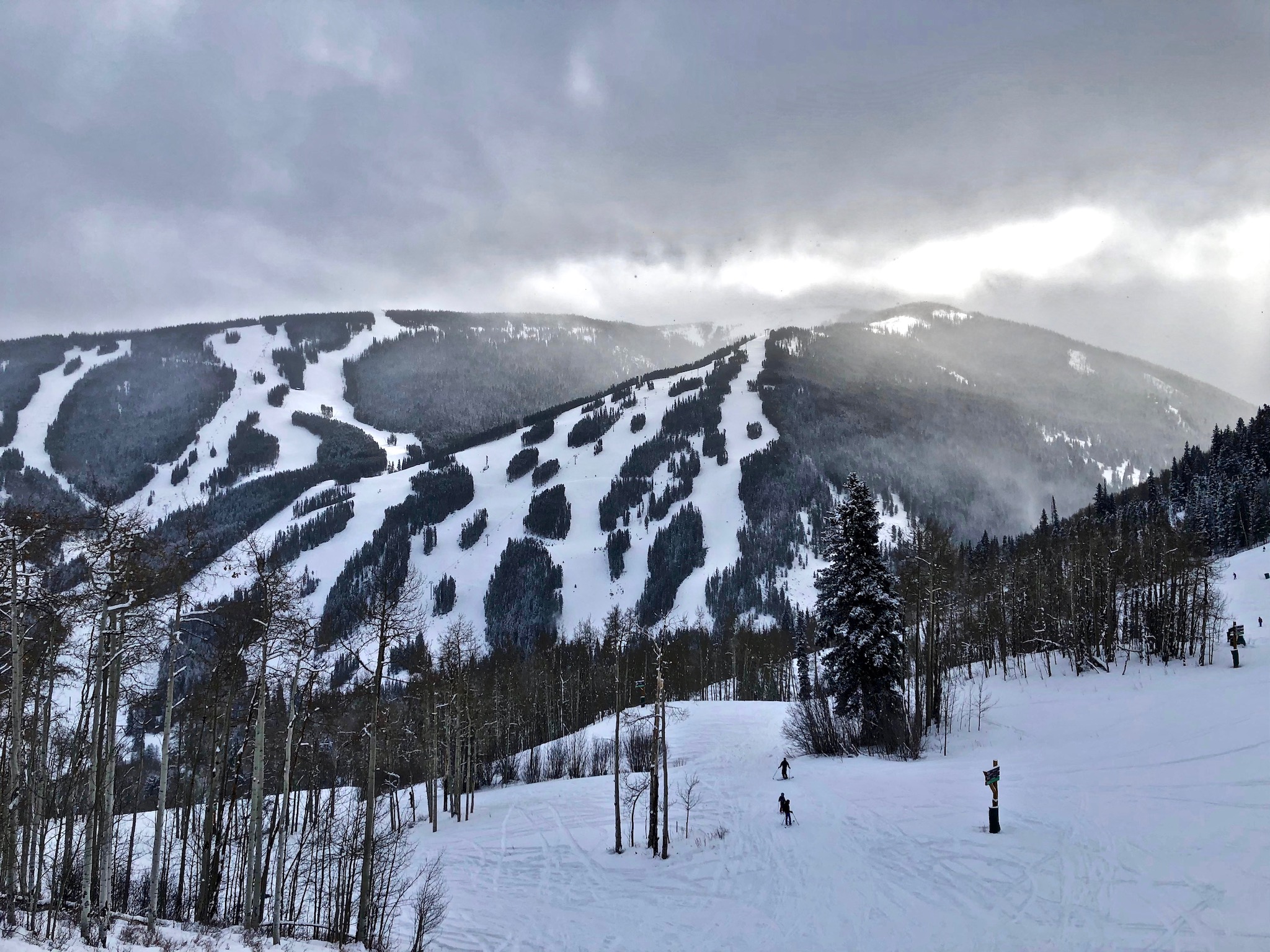 Admiring the steeper runs at Beaver Creek on a cloudy December day.