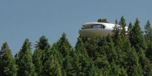 House that resembles a spaceship off of highway I-70 in Colorado