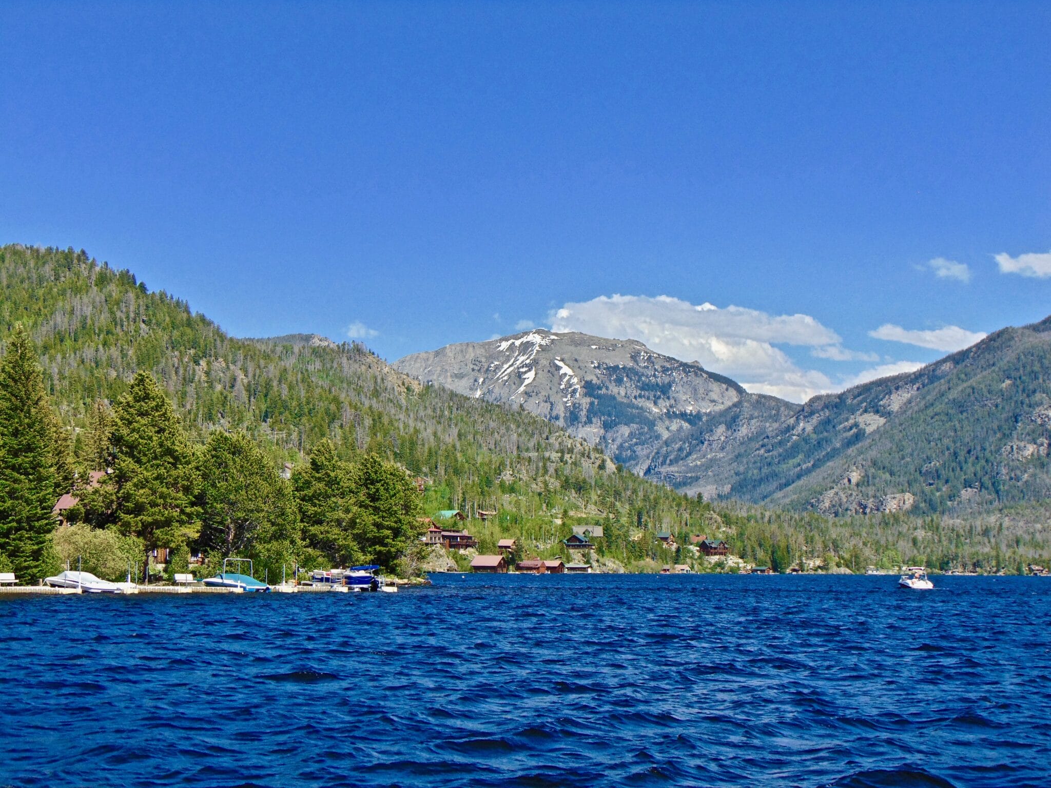 Looking east into Rocky Mountain National Park from Grand Lake near Granby.