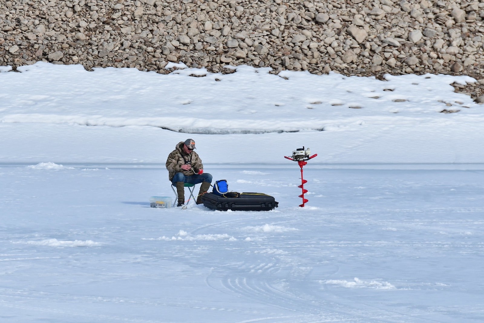 Ice fishing on Blue Mesa Reservoir in February