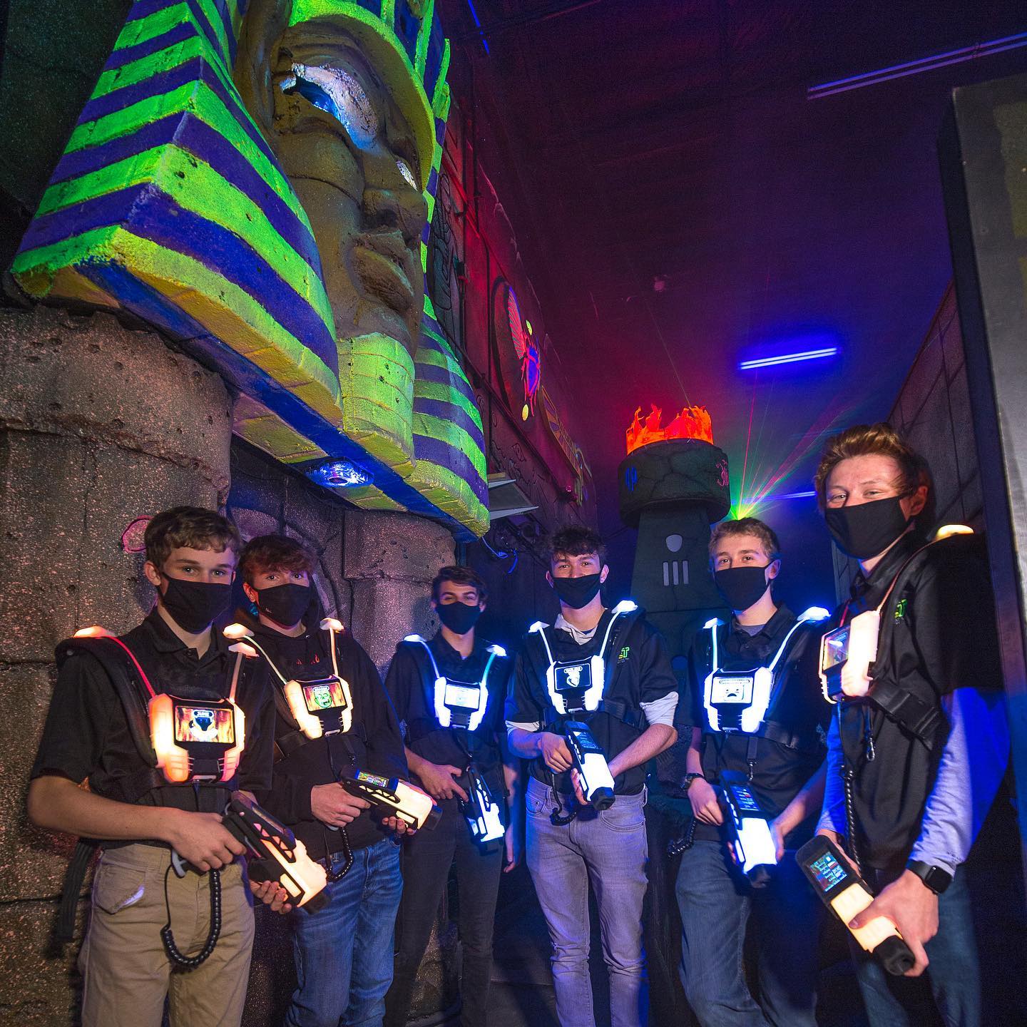 Image of team members with laser guns at Loveland Laser Tag in Colorado