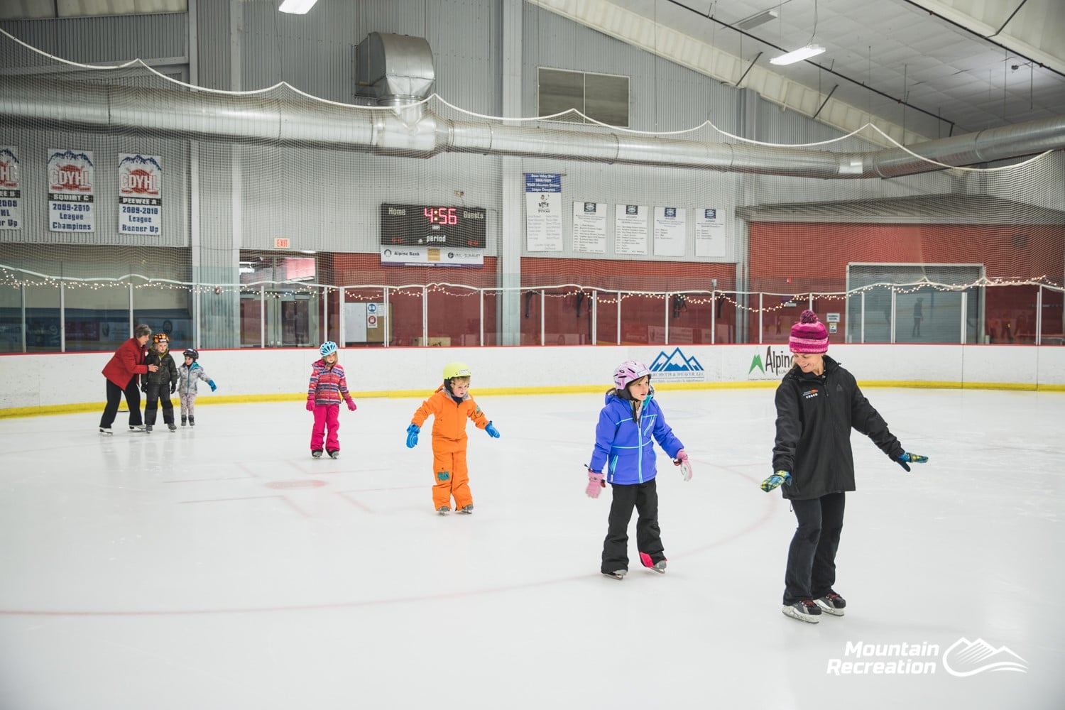 Image of a youth skating class at Eagle Ice Rink in Colorado