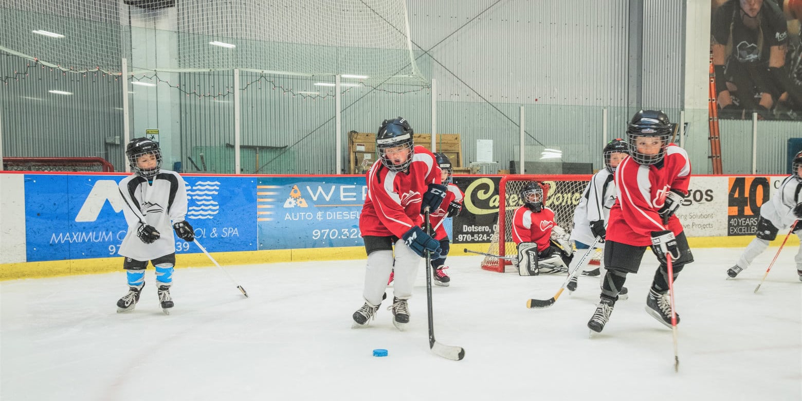 Image of a youth hockey game at Eagle Pool and Ice Rink in Colorado