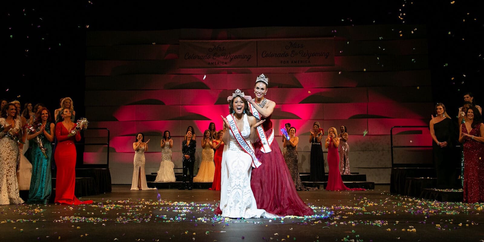 Image of the winner being crowned at Mrs Colorado in 2019