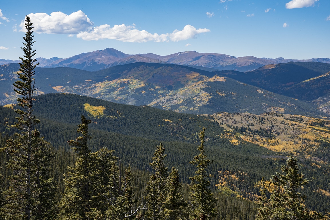 View from Squaw pass of neighboring mountains and Mt. Evans Wildnerness